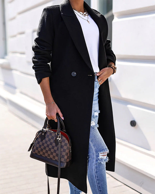 Clidress British Style Single Breasted Woolen Coat