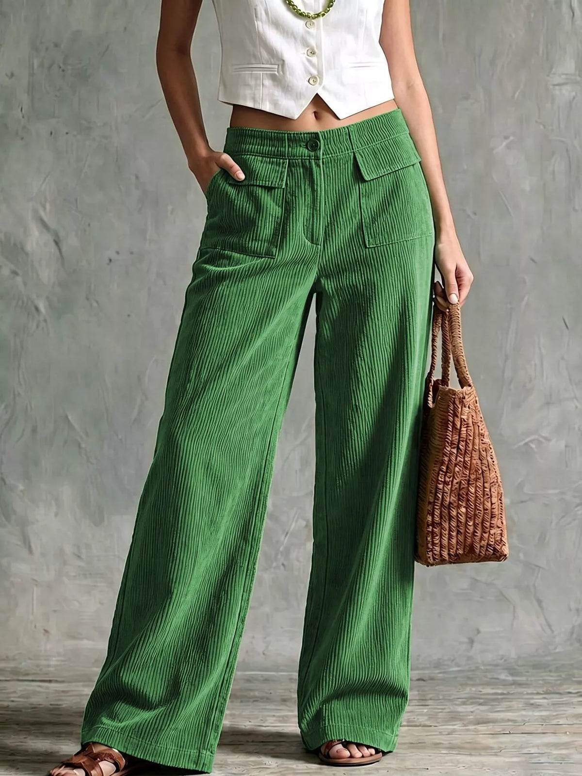 Plus Size Wide-Leg Corduroy Pants