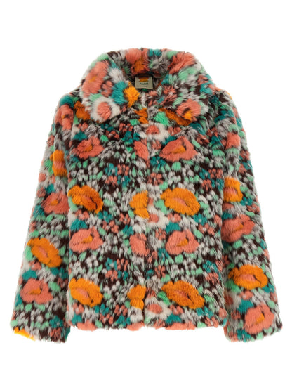 Farm Rio Faux Fur Floral Pattern