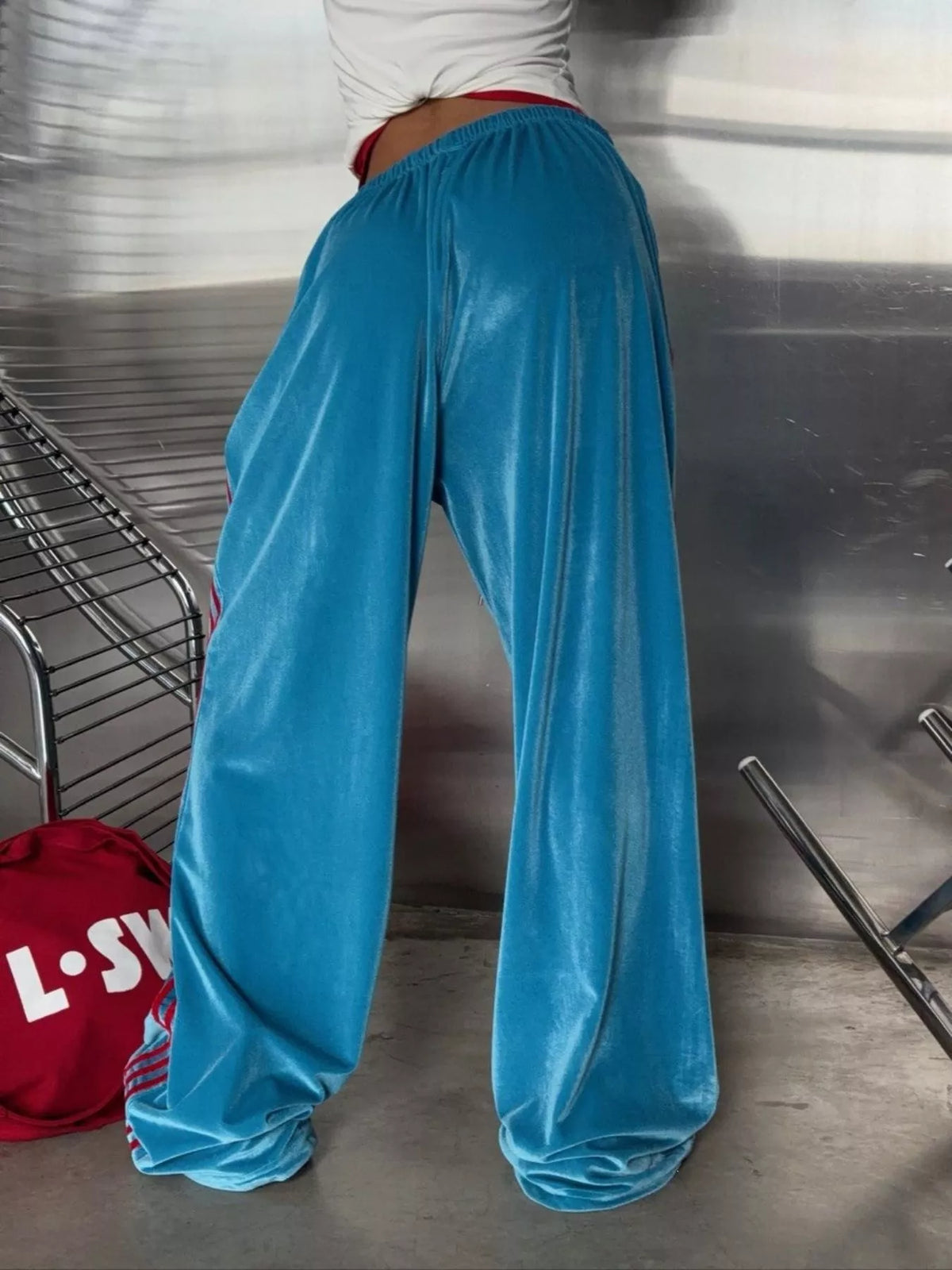 Velvet Wide-Leg Pants