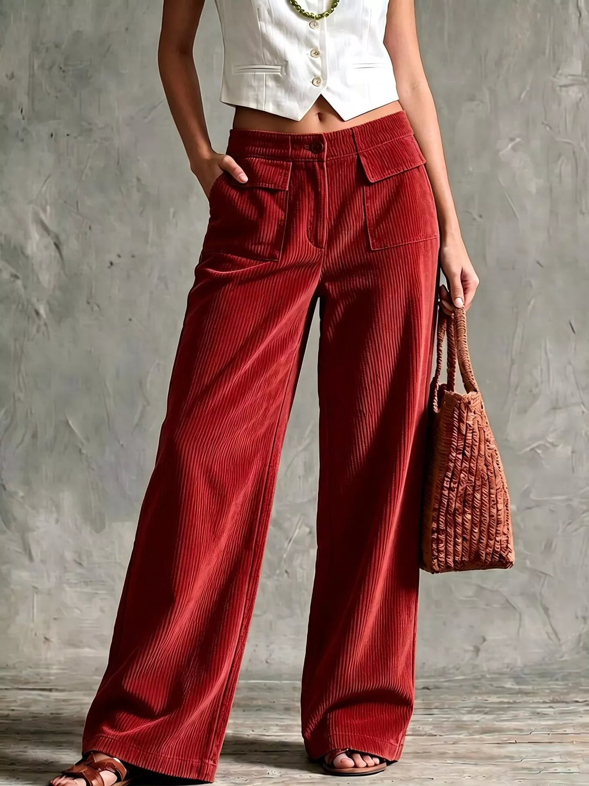 Plus Size Wide-Leg Corduroy Pants