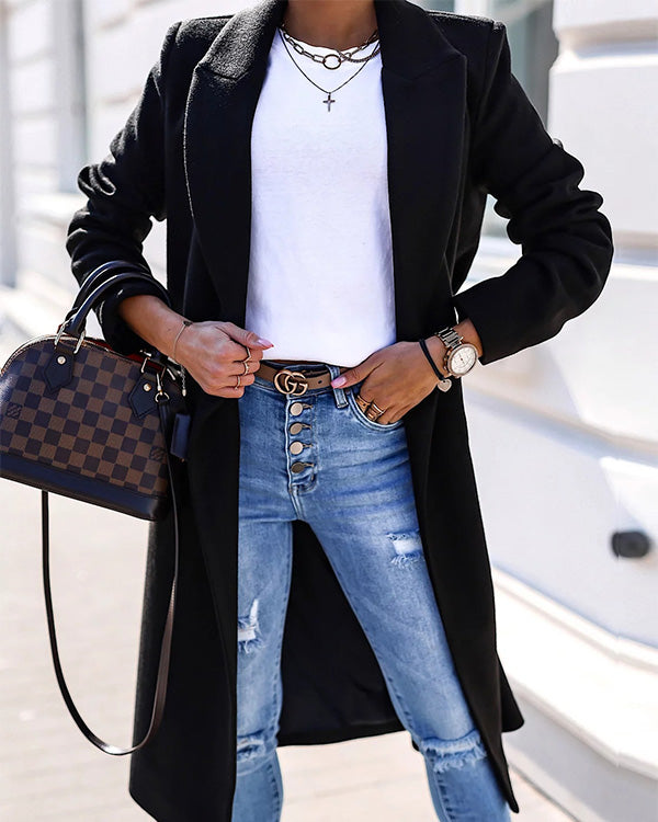 Clidress British Style Single Breasted Woolen Coat