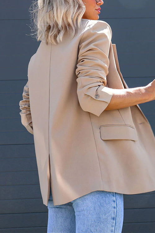 Classic Single Button Back Slit Pocketed Blazer