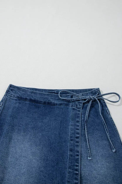 Wrapped Tied Waist Denim Skort