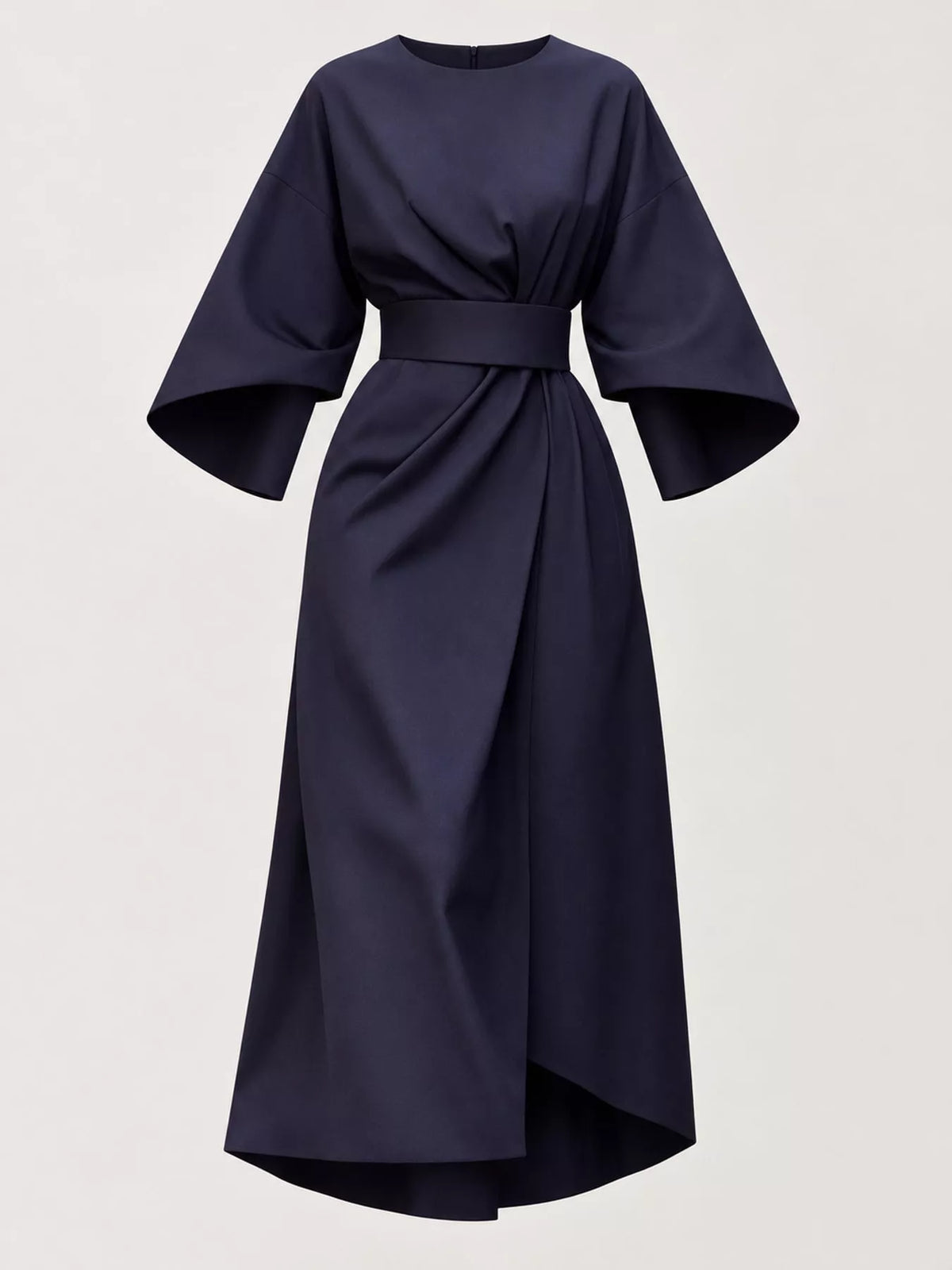 Full Sleeve Kimono Sleeves Round Neck Midi Dress Plus Size