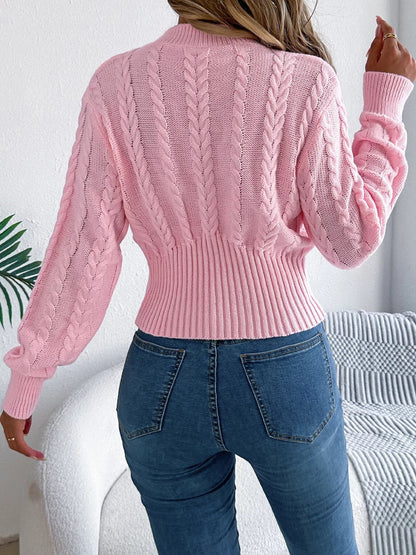 Cable Knit Mock Neck Sweater