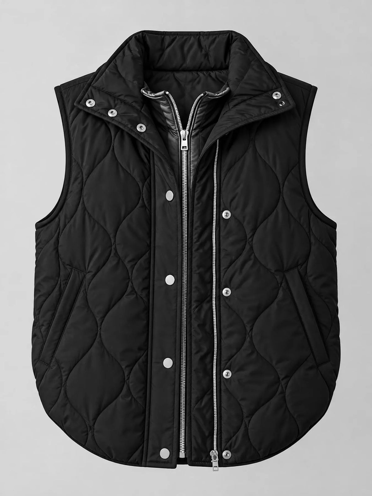 Quilted Snap Button Vest Coat
