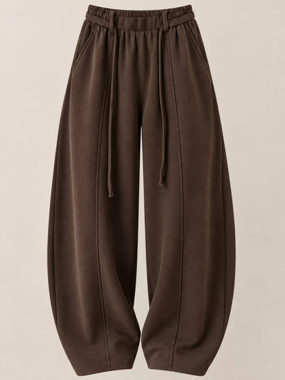 Drawstring Wide-Leg Casual Pants