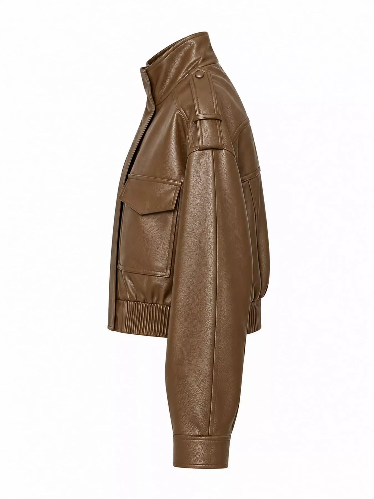 Faux Leather Cropped Bomber Jacket