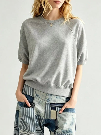 Full Size Raglan Short-Sleeve Sweatshirt Plus Size