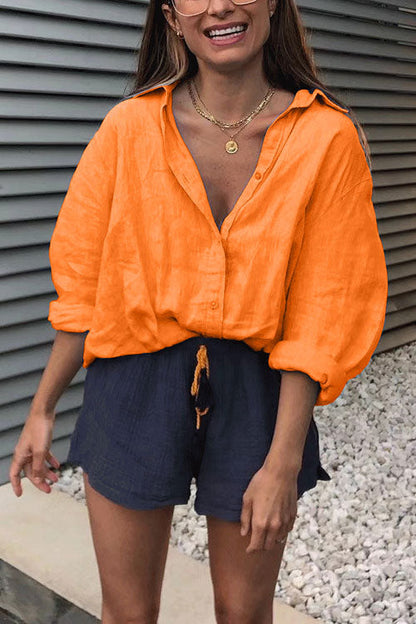Lapel Button Down Long Sleeve Shirt