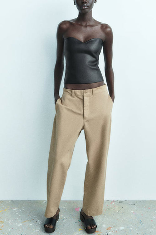 Strapless Metallic Crop Tube Top