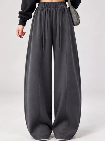 Drawstring Wide-Leg Casual Pants