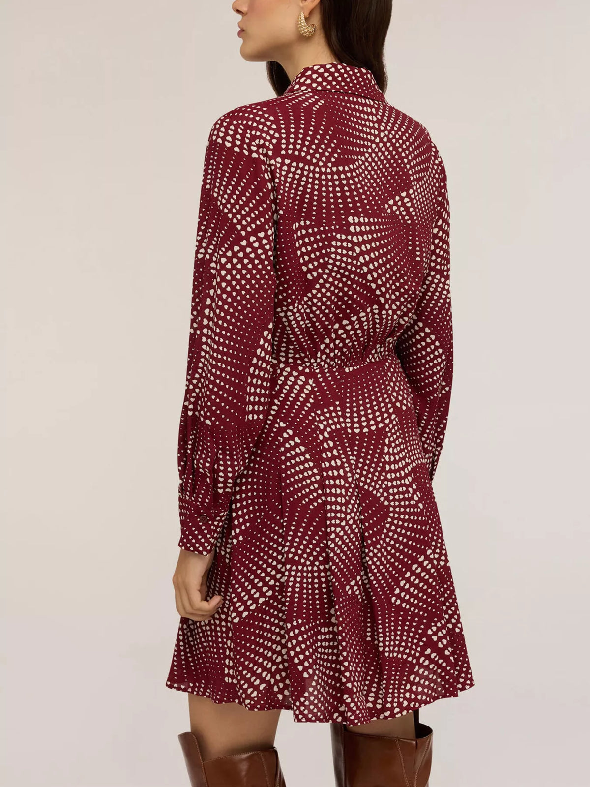 Printed Long Sleeve Mini Shirt Dress