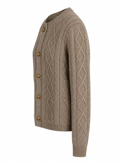 Cable-Knit Button-Down Cardigan