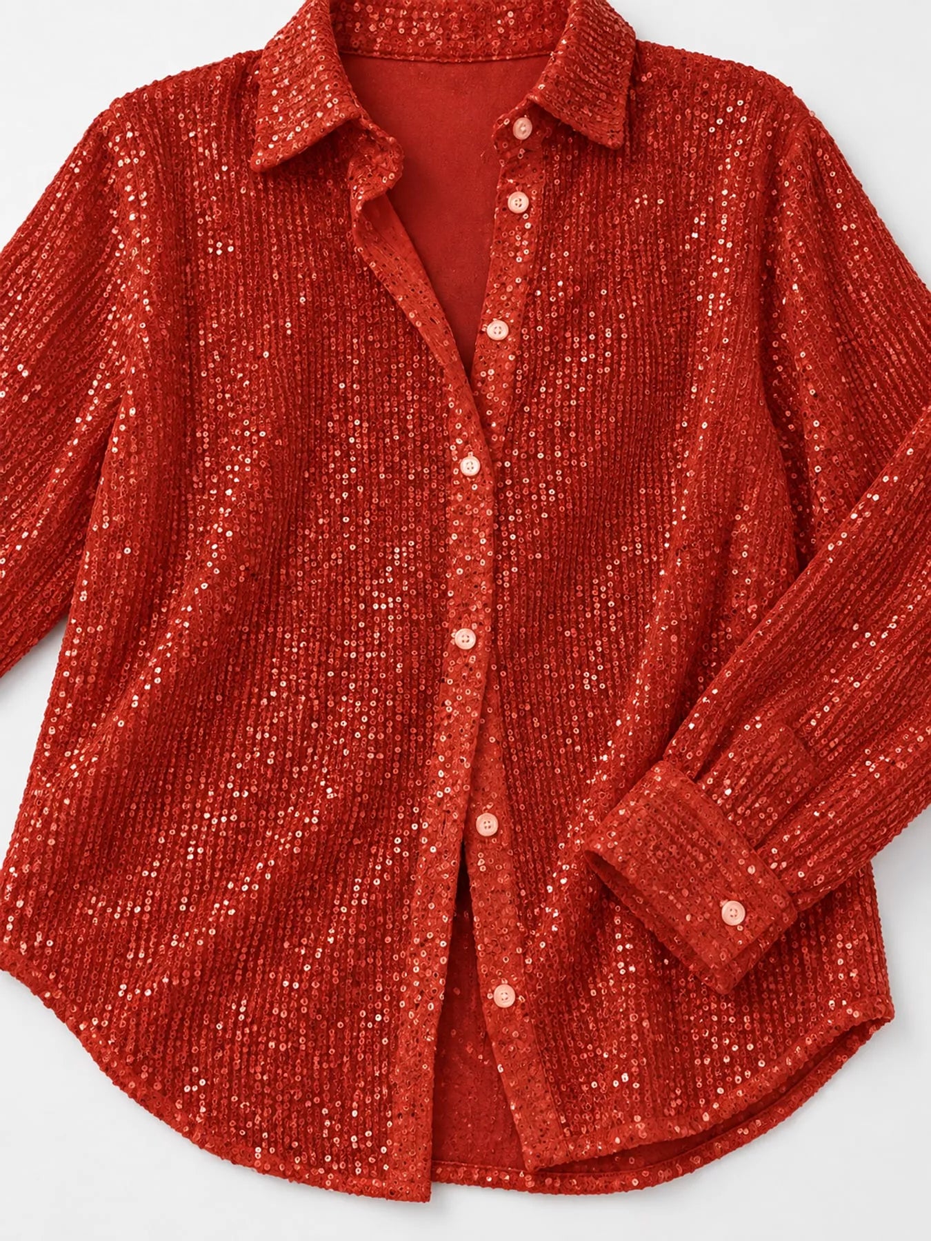 Full Size Sequin Button-Down Shirt Plus Size