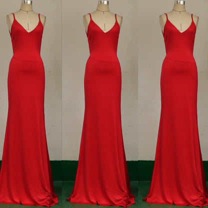 Gina Sleeveless Sexy Back Fitted Gown Red