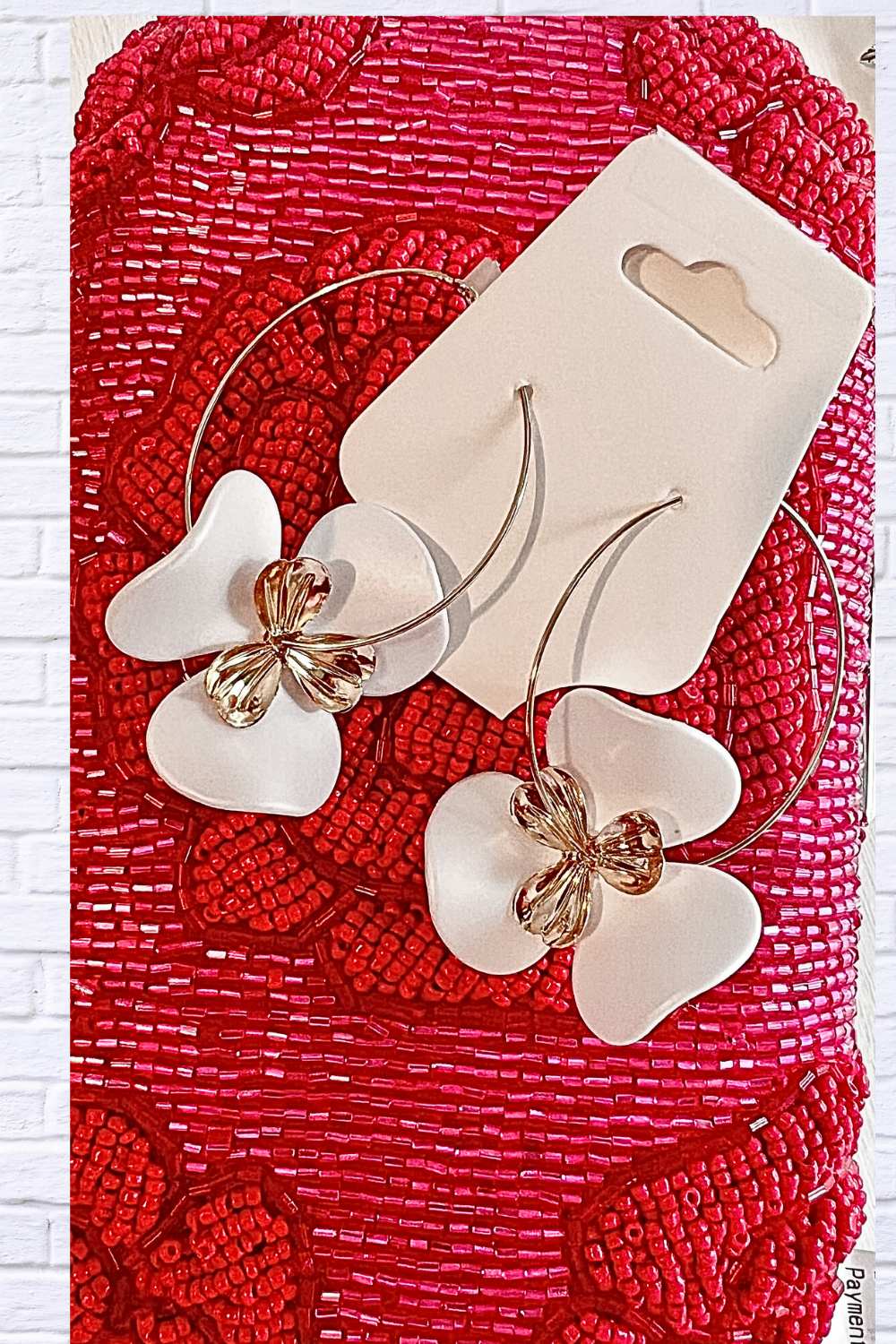 White Petal & Gold Bloom Hoop Earrings White