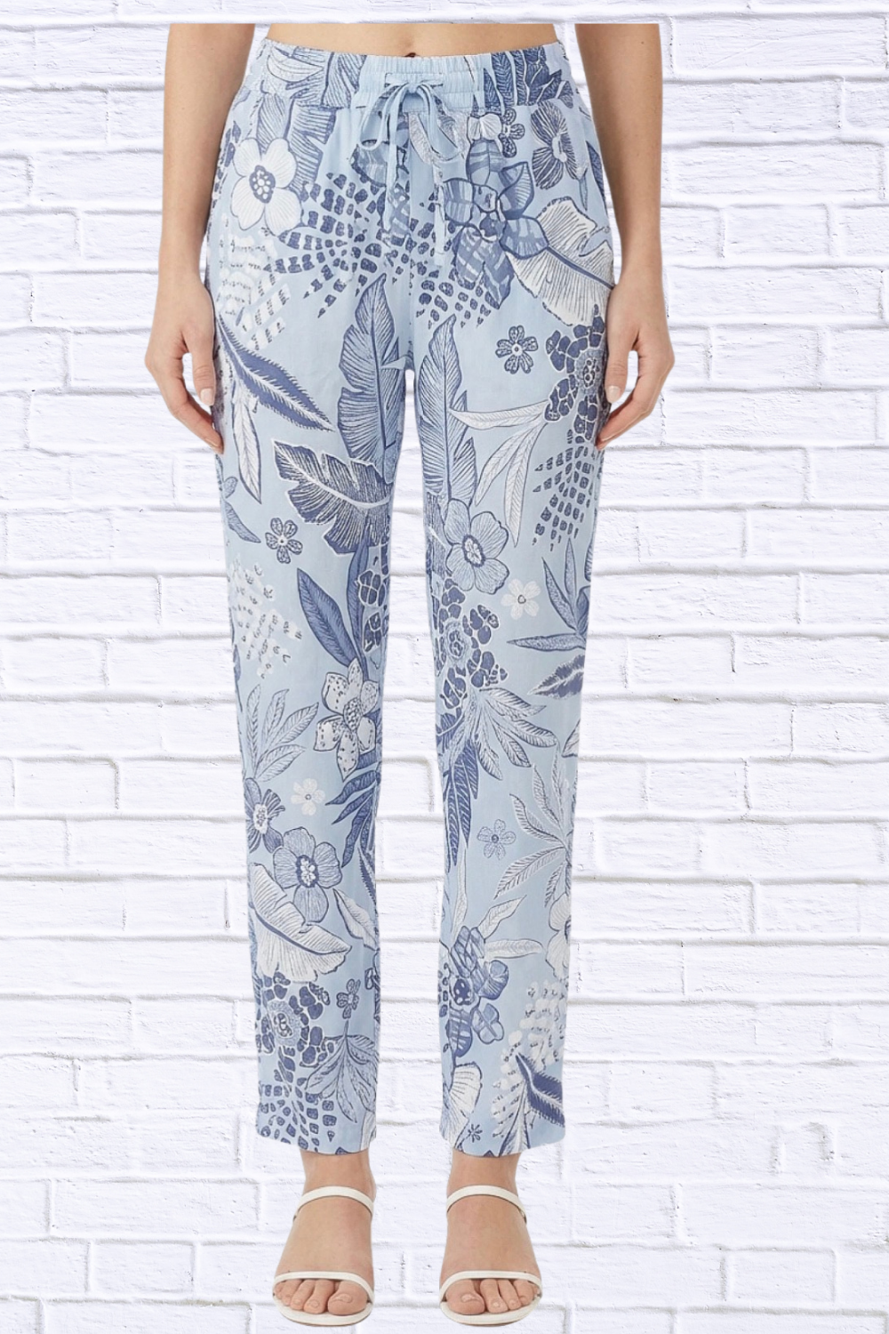 Blue Floral Wide Leg Pants for Women | Boutique Resort Style