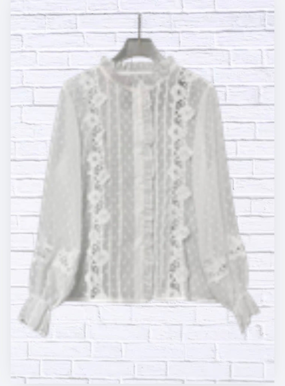 Lace Trimmed Swiss Dot Shirt