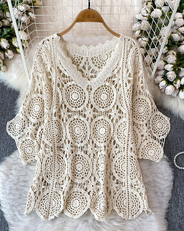 Clidress Holow Out Boho Crochet Top Skirt