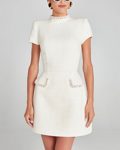 Clidress Chic High Neck  Chanel Style Mini Dress