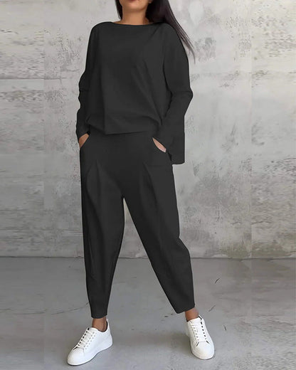 Clidress Suit Stlye T-shirt & Pencil Pant 2 Piece Set