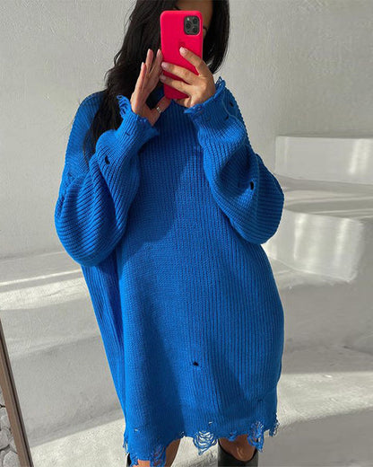 Clidress O Neck Chic Riped Oversized Sweater