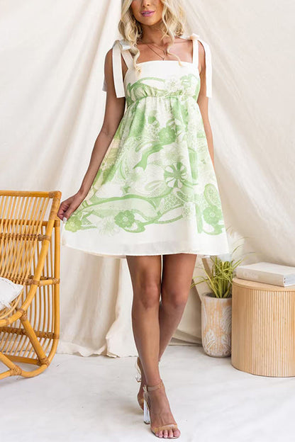 Bow Shoulder Floral Print Mini Cami Dress