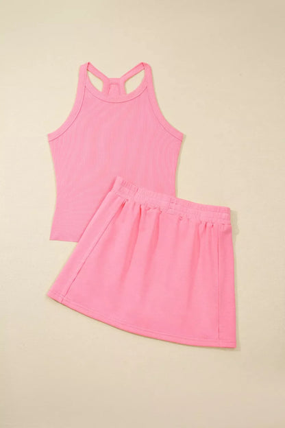 Sleeveless Cropped Top and Pocketed Skort Set