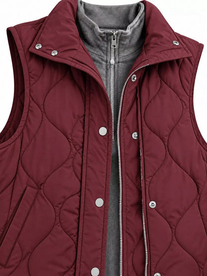 Quilted Snap Button Vest Coat