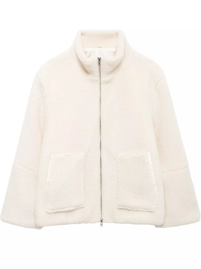 Oversized Cozy Sherpa Fleece Zip-Up Jacket