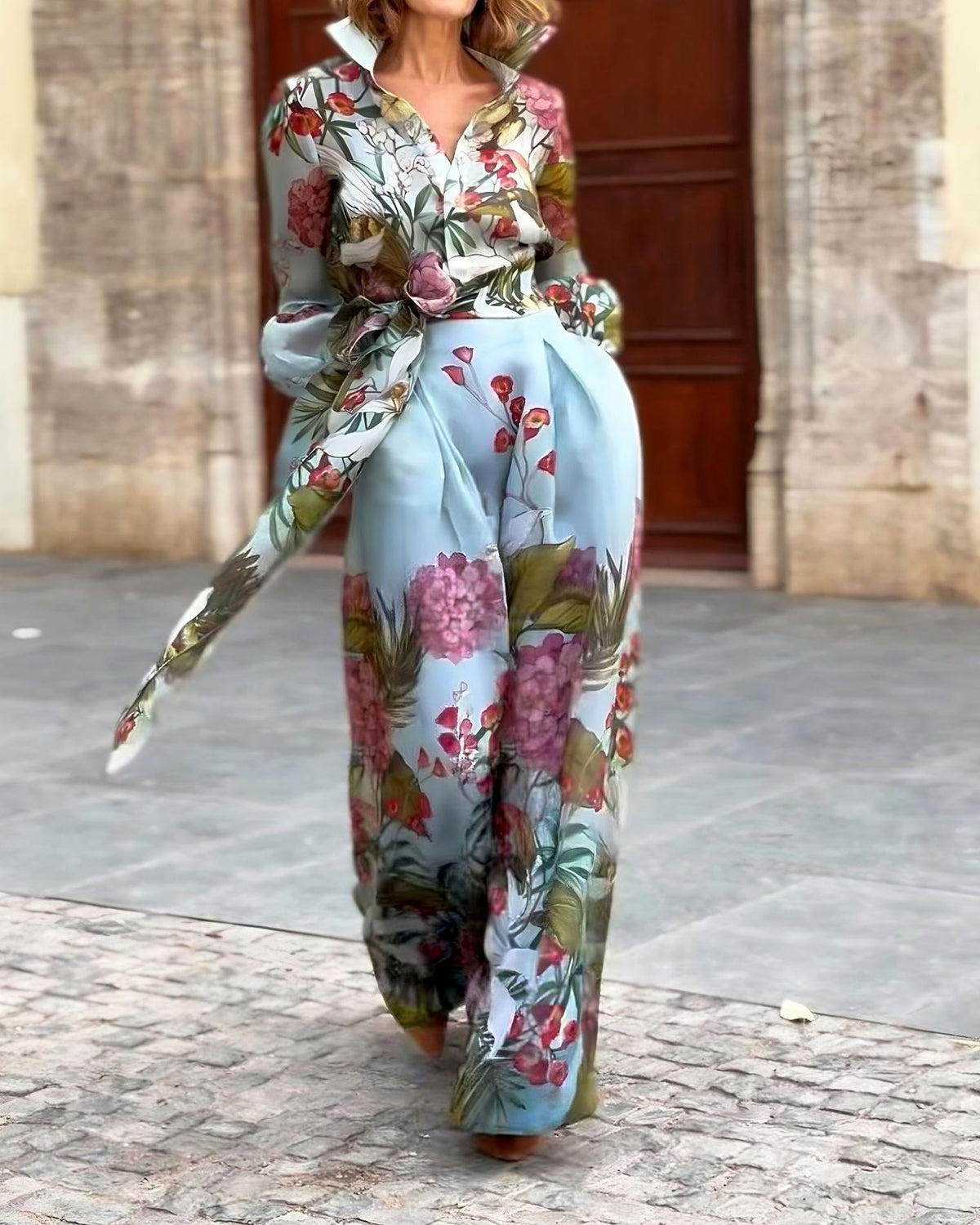 Elegant two-piece shirt and skirt set