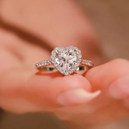 1 Carat Moissanite 925 Sterling Silver Heart Ring