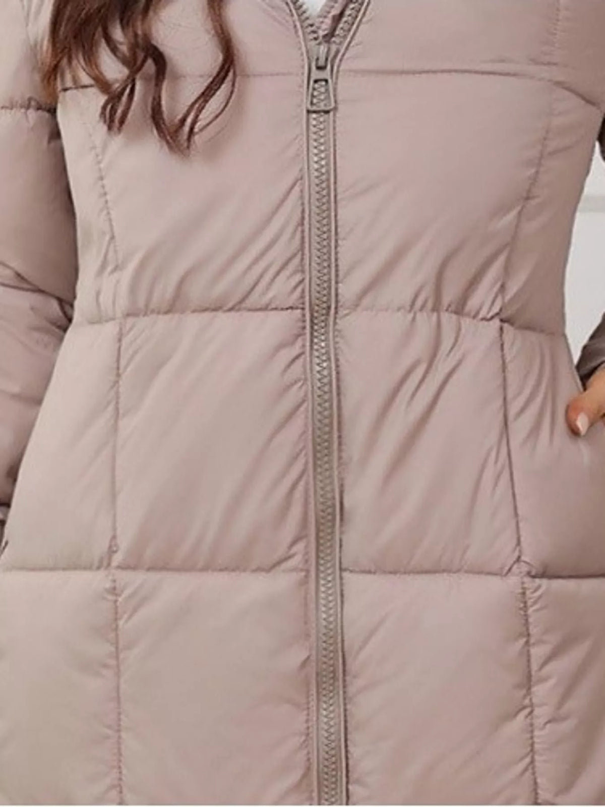Full Size Zip Up Hooded Longline Puffer Outerwear Plus Size
