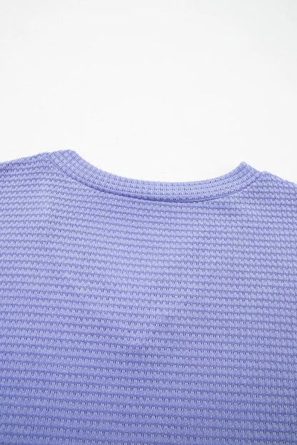 V Neck Short Sleeve Plus Size Waffle Knit Top