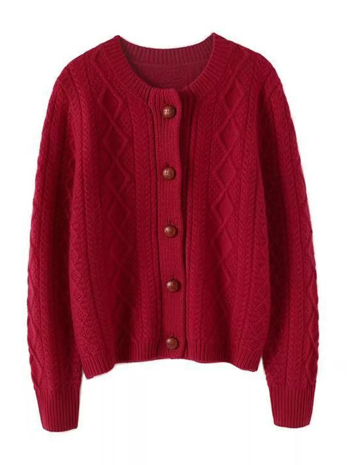 Cable-Knit Button-Down Cardigan
