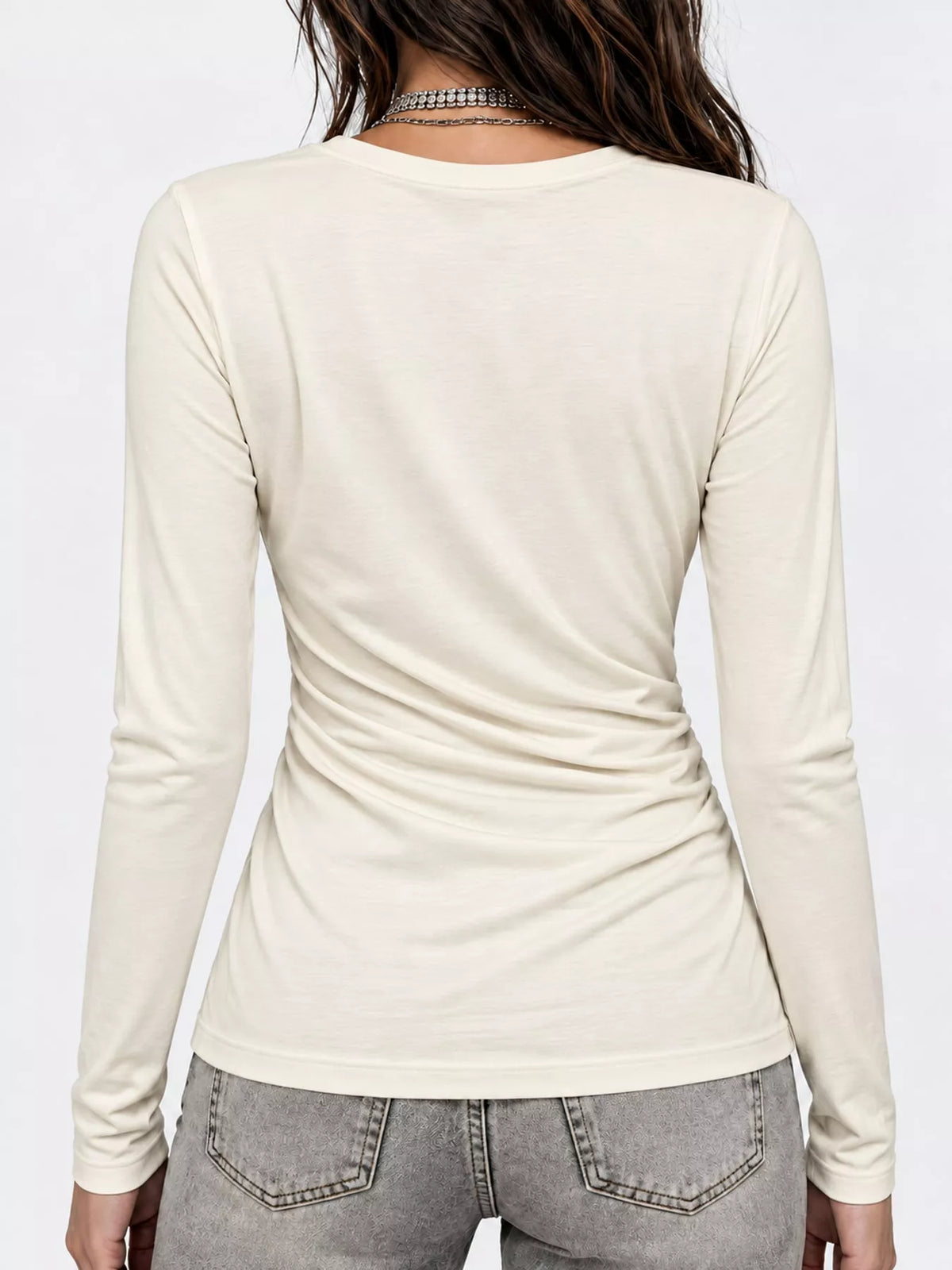 Full Size Surplice Long Sleeve T-Shirt Plus Size
