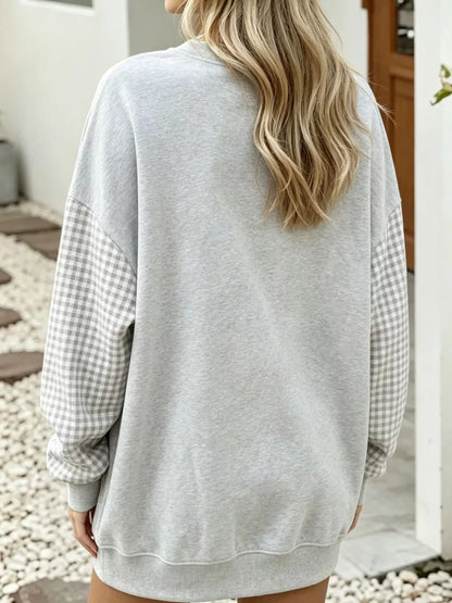 Plaid Dropped Shoulder Sweatshirt