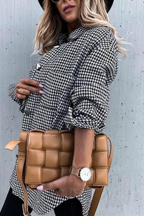 Clidress Retro Plaid Big Button Shirt Coat(11 Colors)