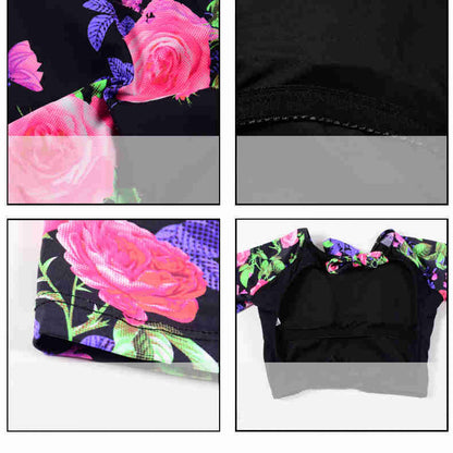 Julie's Backless Floral Long Sleeve Bikini Cover-up Swimsuit