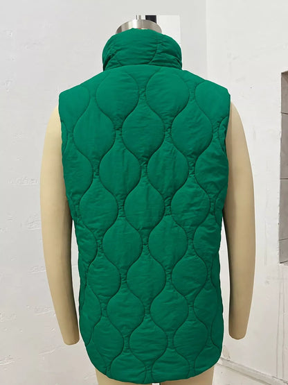 Quilted Snap Button Vest Coat