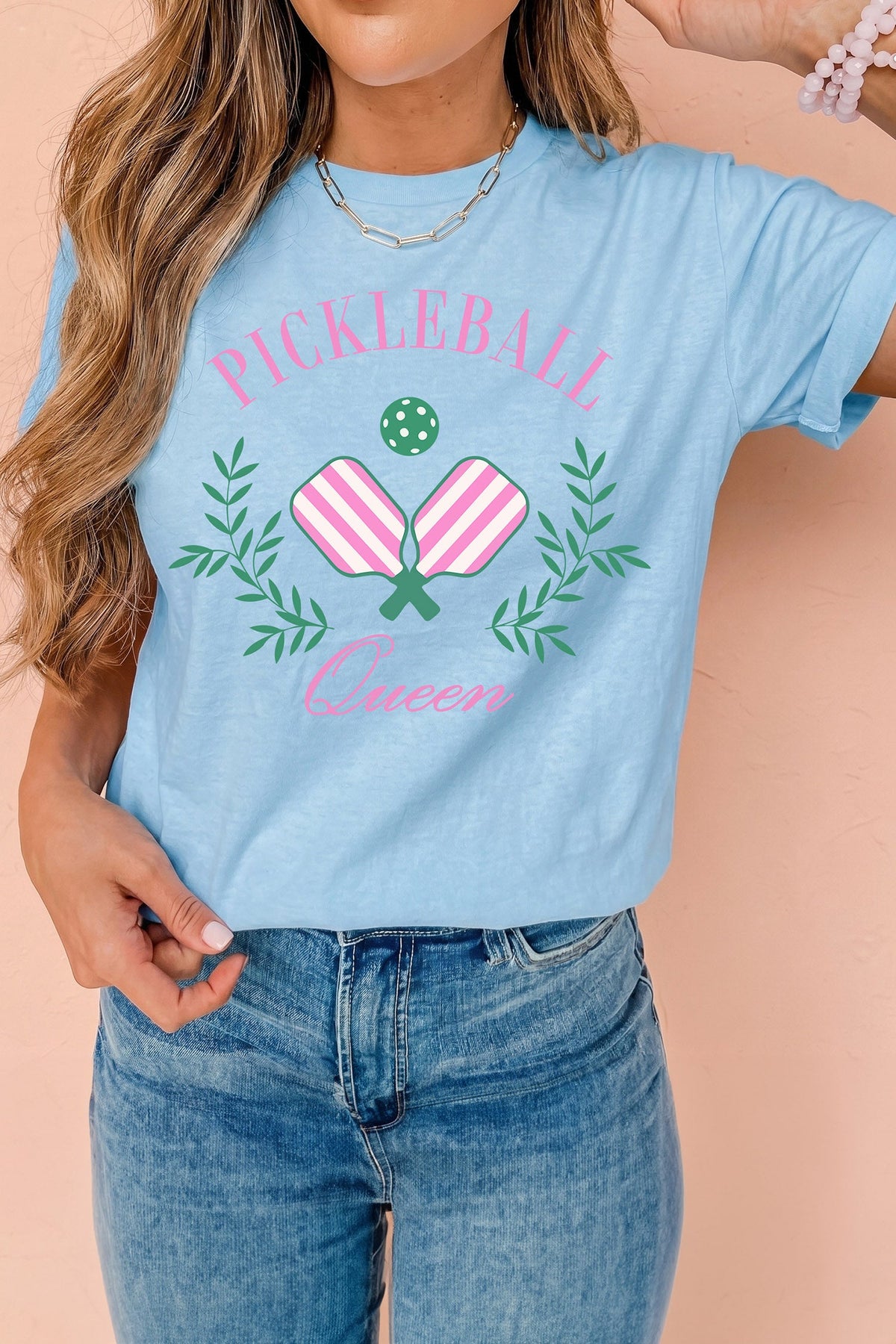 Light Blue Pickleball Queen Relaxed Graphic Tee
