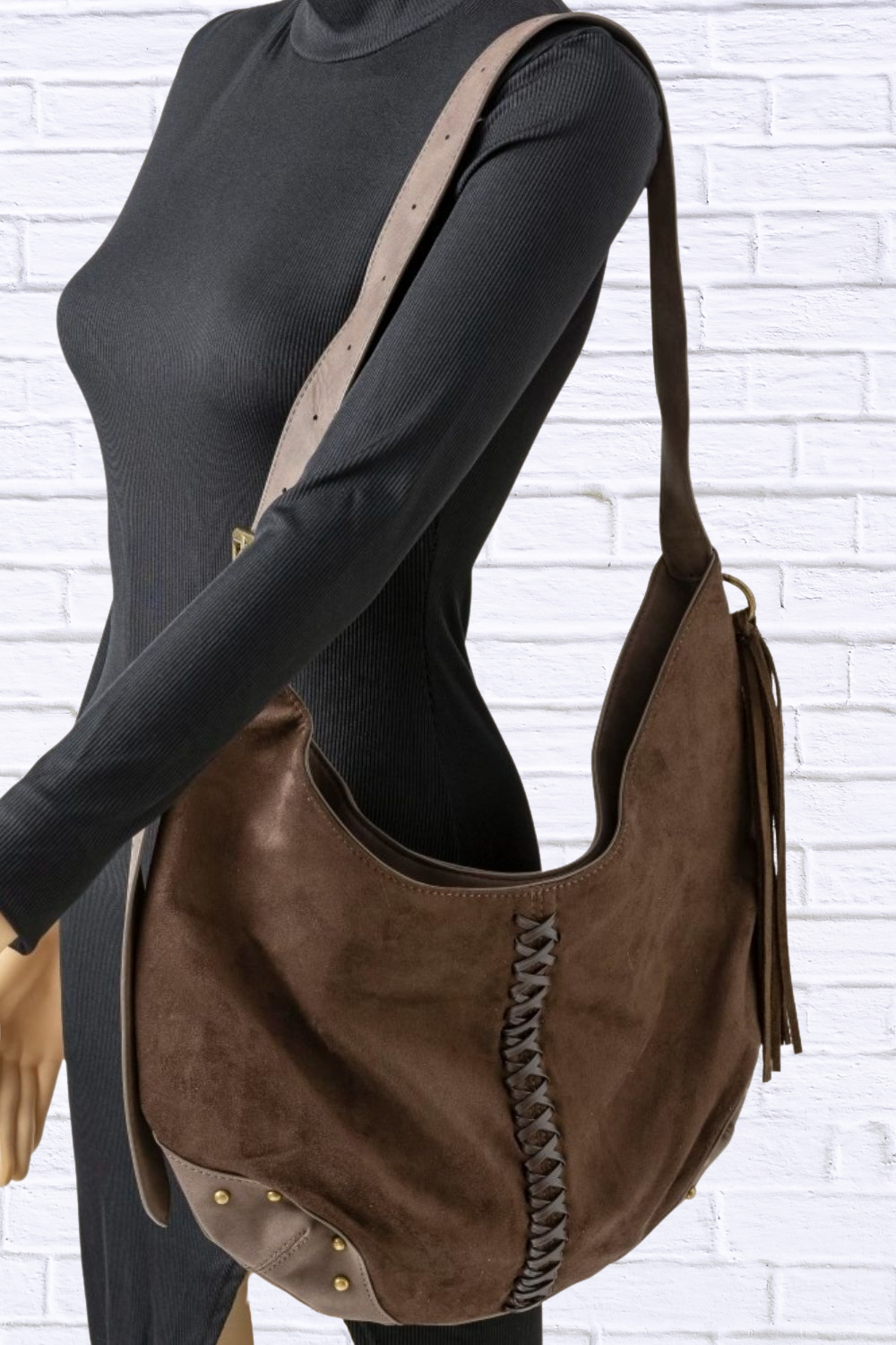 Fame Braided Detail Hobo Shoulder Bag