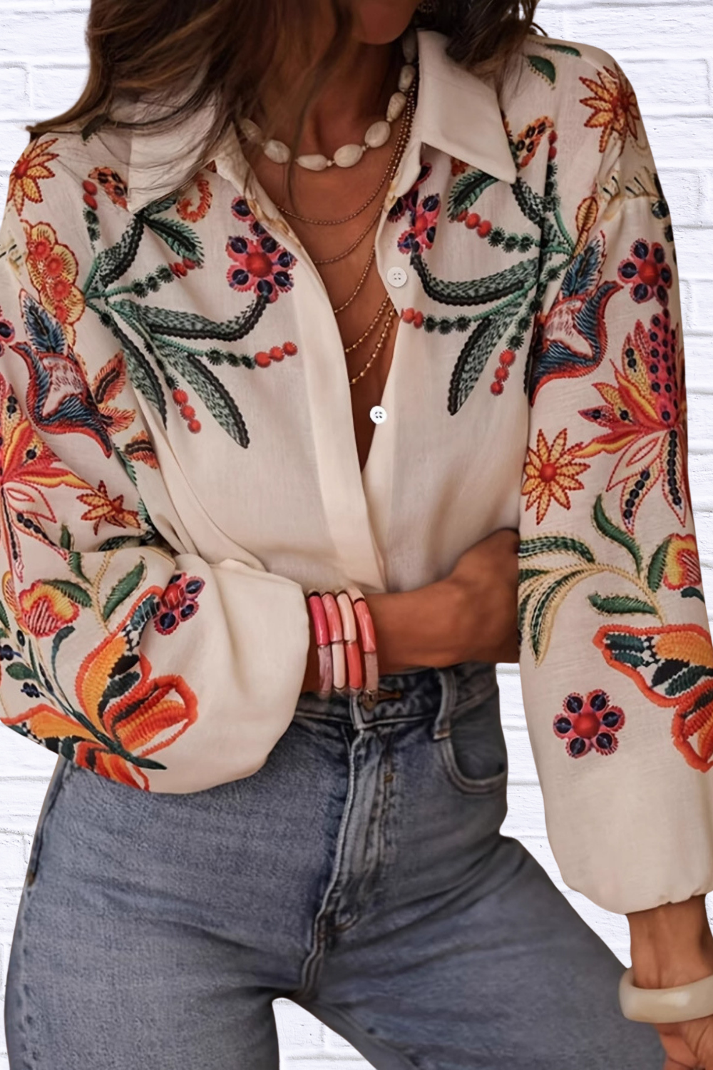 Floral Button Up Long Sleeve Shirt