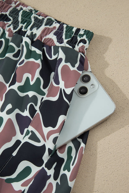 Multicolour Camouflage Print Athletic Lined Shorts