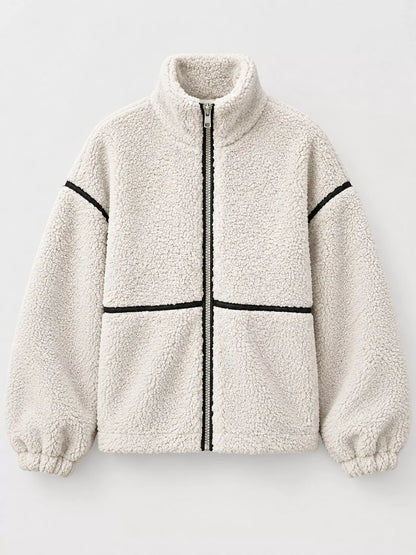 Stand Collar Cozy Sherpa Fleece Zip-Up Jacket