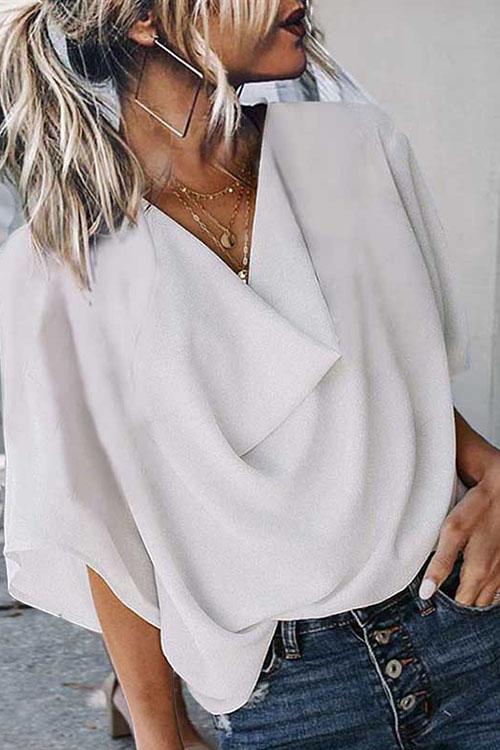 Heap Collar Solid Chic Top