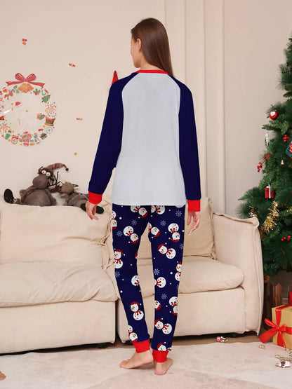 Full Size Family Matching Christmas Snowman Print Pajama Set Plus Size