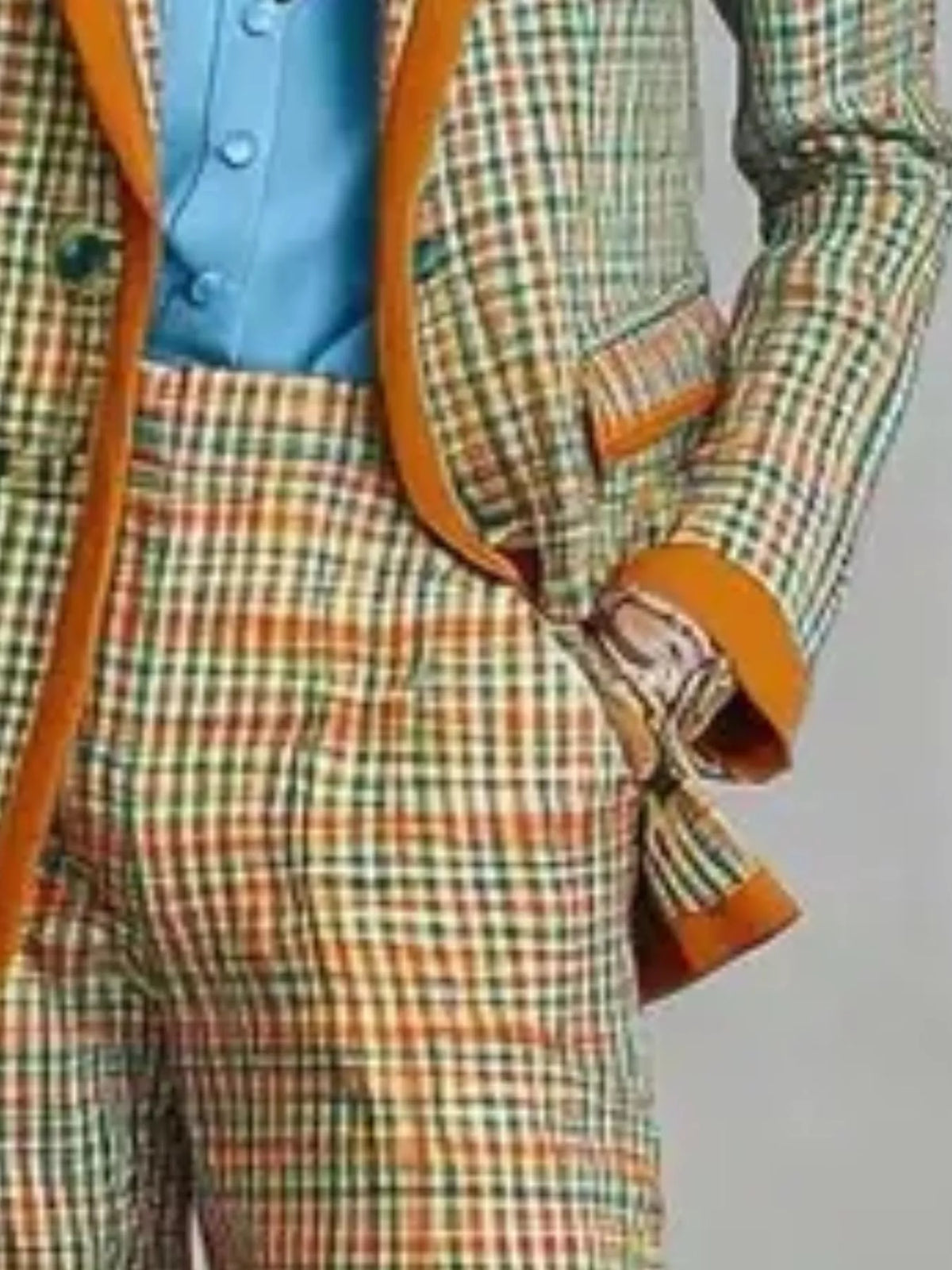 Plaid Blazer and Pants Suit Set